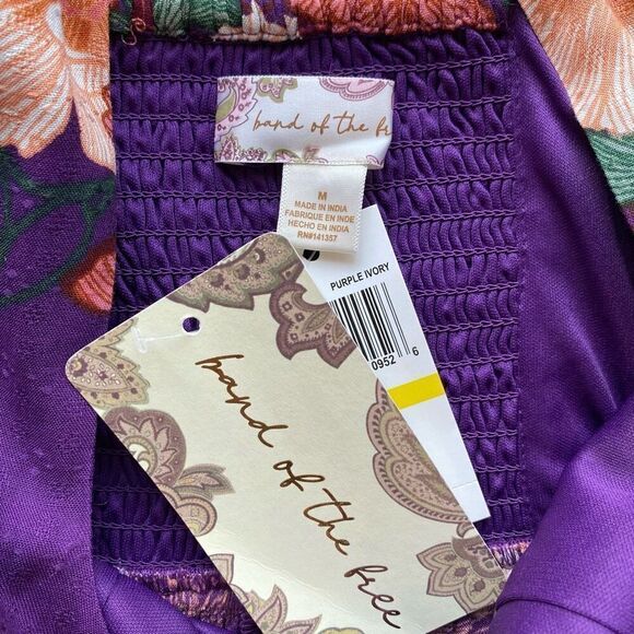 New NWT Band Of The Free Thea Floral Midi Boho Dress Purple Ivory Women’s Medium - Picture 10 of 14